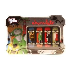  Tech Deck Tin with 4 Boards Chocolate Skateboards Toys 