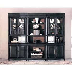 Black Bookcase Wall Unit Home Office Library Cabinet Furniture  