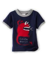 Mulberribush Baby boys Infant Little Devil Applique Ringer SST Shirt