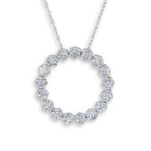    New 14k White Gold 1ct Diamond Circle Pendant Necklace Jewelry