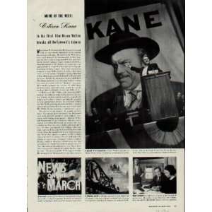 KANE, The film stars Orson Welles, Joseph Cotten, Agnes Moorehead 