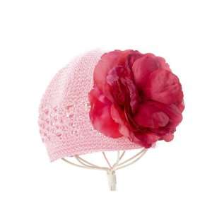  Pink Crochet Hat with Red Rose: Baby