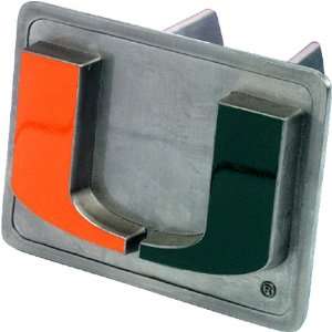  Miami Hurricanes NCAA Pewter Trailer Hitch Cover Sports 