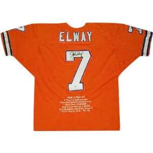 John Elway Autographed Orange Crush Embroidered Custom Stat Jersey