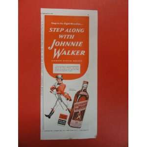 Johnnie Walker Print Ad. step along with johnnie walker. 1943 Vintage 