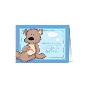 Josiah   Teddy Bear Birth Announcement Card: Health 