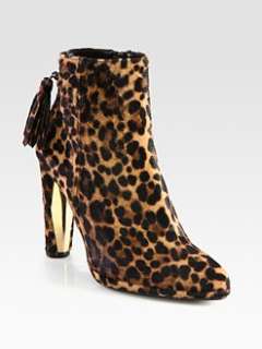 Stuart Weitzman   Leopard Print Calf Hair Ankle Boots