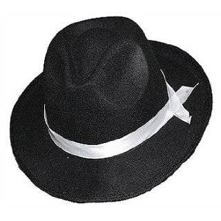  Michael Jackson Black Fedora Hat w/ White Ribbon Stripe 