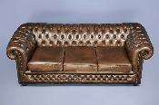 Antique Brown Leather Chesterfield Sofa Couch English  