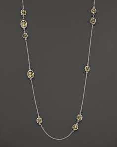   Silver Contempo Multi Stone Peridot Crystal Chain Necklace, 34L