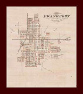 Frankfort, Indiana, Antique City Map, matted, original 1876  