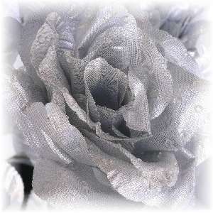   SILVER Long Stem Silk Rose Bridal Bouquet Centerpiece Flowers  