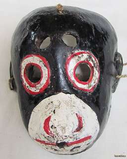 Vintage Mexican Folk Art Wooden Dance Mask  Childs Monkey Mask  