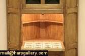 Oak Corner Bar Cabinet, Stained Glass Door  