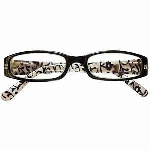 ICU Eyewear Reading Glasses Slim Rectangle Frame Pattern Temple +2.50 