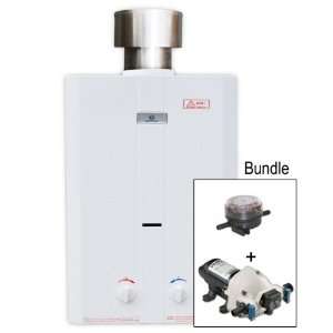   Tankless Water Heater and 12 Volt Pump and Strainer