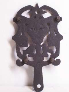Vintage Marked Wilton Black Cast Iron Trivet Hand Painted 5 1/4 X 3 in 