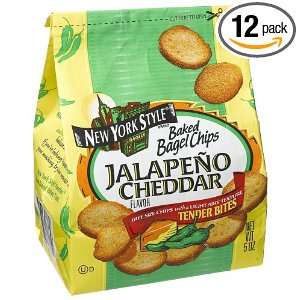 New York Style Mini Bagel Chips Jalapeno Cheddar, 5 Ounce Units (Pack 