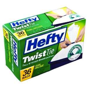 Hefty Twist Tie Garbage Bags Tall Kitchen 13 Gallon 36 Count (Pack of 