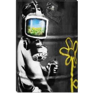  Sunflower Field Gas Mask Girl Black And White by Banksy 