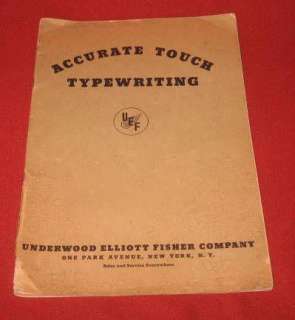 Touch Typewriting Booklet Underwood Elliott Fisher 1936  