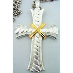   Bishops Pectoral Cross Silver Gold Gild 30 Chain Two Tone: Jewelry