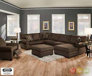 Beluga Deluxe Dark Brown U Shaped Sectional Sofa w/ Ottoman  