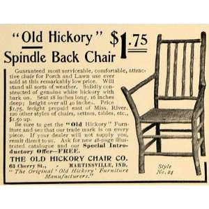  1905 Ad Old Hickory Spindle Back Chair Style No. 24 