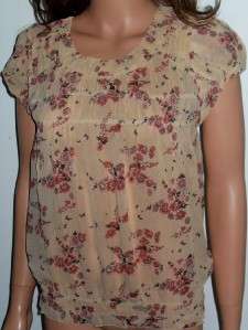 SALE New Ladies Next Beautiful Floral Detail Beige Top Sizes 6 8 10 12 