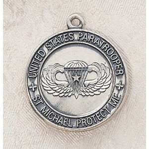 Pewter Armed Forces Saint Michael the Archangel Paratrooper Military 
