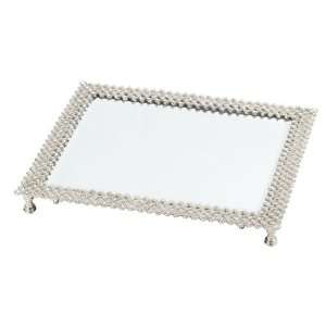Olivia Riegel Silver Lattice Beveled Mirror Vanity Tray 11.25L x 9.25 