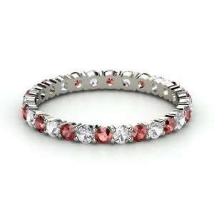 Rich & Thin Eternity Band, Platinum Ring with Red Garnet & White 