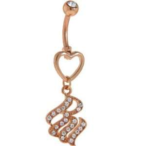 Rocawear Austrian Crystal Heart Rose Belly Ring: Jewelry