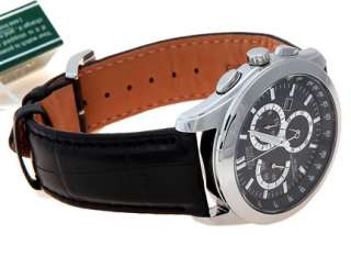 MENS CITIZEN ECO DRIVE BLACK DIAL BLACK LEATHER BAND WATCH AT1180 05E 