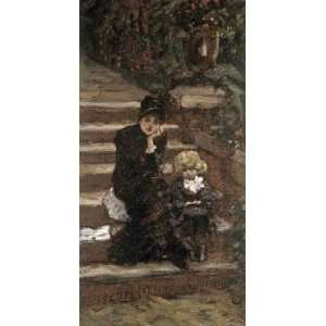  Reverie in the Garden by James Tissot. Size 11.25 X 22.00 