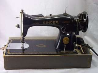 Vintage 1948 SINGER MODEL#1500,#15 91 SEWING MACHINE W/CARRYING CASE 
