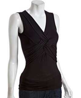 Casual Couture by Green Envelope black jersey basketwoven v neck 