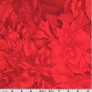   45 Wide Winter Flowers Red Fabric By The Yard Arts, Crafts & Sewing