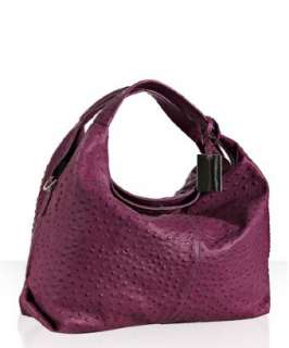 Furla violet ostrich embossed leather Elisabeth medium shoulder bag 