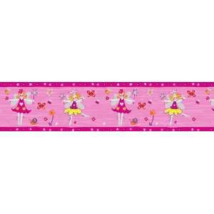    Sparkle Silver and Pink Fairies Wall Border