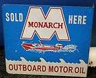 1950s MONARCH Outboard Motor Oil Flange Sign Grade 9!
