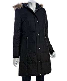 MICHAEL Michael Kors black down filled quilted faux fur hooded coat 