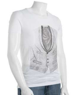 Neil Barrett white cotton knit vest graphic t shirt  BLUEFLY up to 70 