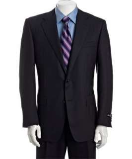 Corneliani navy pinstriped super 100s wool 2 button Mantua suit with 