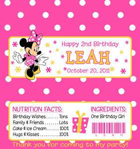 MINNIE MOUSE BIRTHDAY CANDY WRAPPERS / PARTY FAVORS  