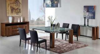 5pc Modern Zebrano Wood Square Glass Dining Set, DS 11020 T2  