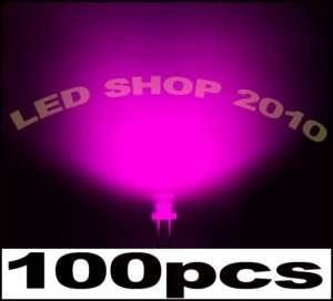 100 pcs 5mm Flat top Pink LED Wide Angle Light lamp  