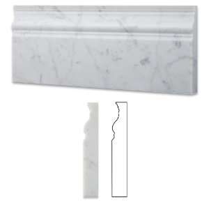 Italian Carrara White Marble Polished 5 X 12 Baseboard   Lot of 50 Pcs 