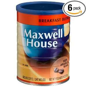 Maxwell House Breakfast Blend (Mild) Ground Coffee, 11 Ounce Cans 
