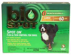 Bio Spot Spot On Dogs flea tick Biospot 6 ct 60 lbs +  